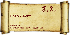 Balan Kont névjegykártya